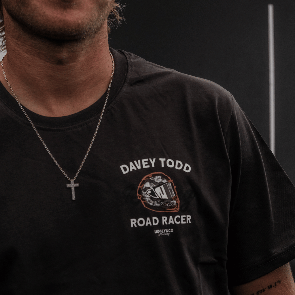 Uggly and Co Davey Todd Road Racer Tee – Vintage Grey Cotton T-Shirt