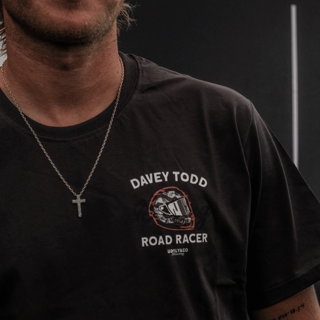 Uggly and Co Davey Todd Road Racer Tee – Vintage Grey Cotton T-Shirt