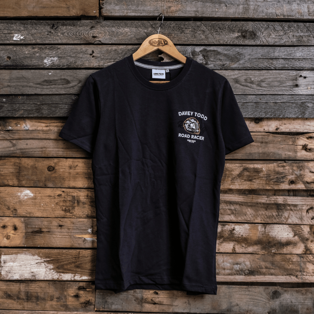 Uggly and Co Davey Todd Road Racer Tee – Vintage Grey Cotton T-Shirt