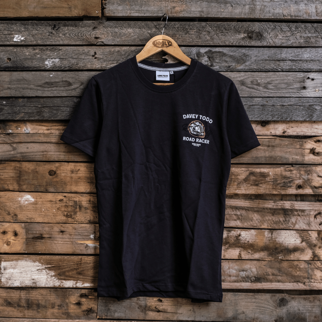 Uggly and Co Davey Todd Road Racer Tee – Vintage Grey Cotton T-Shirt