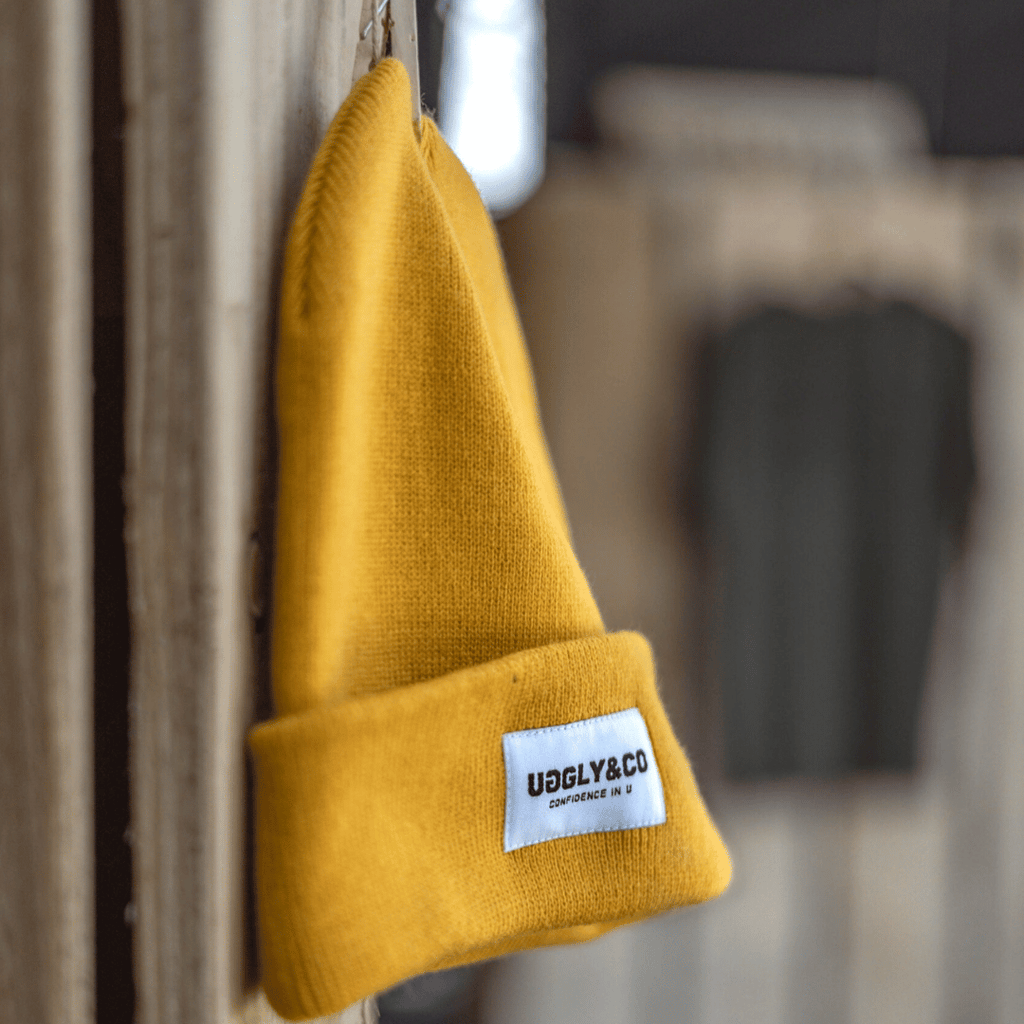Uggly and Co Yellow Fisherman Beanie – Soft Acrylic Cuffed Knit Cap
