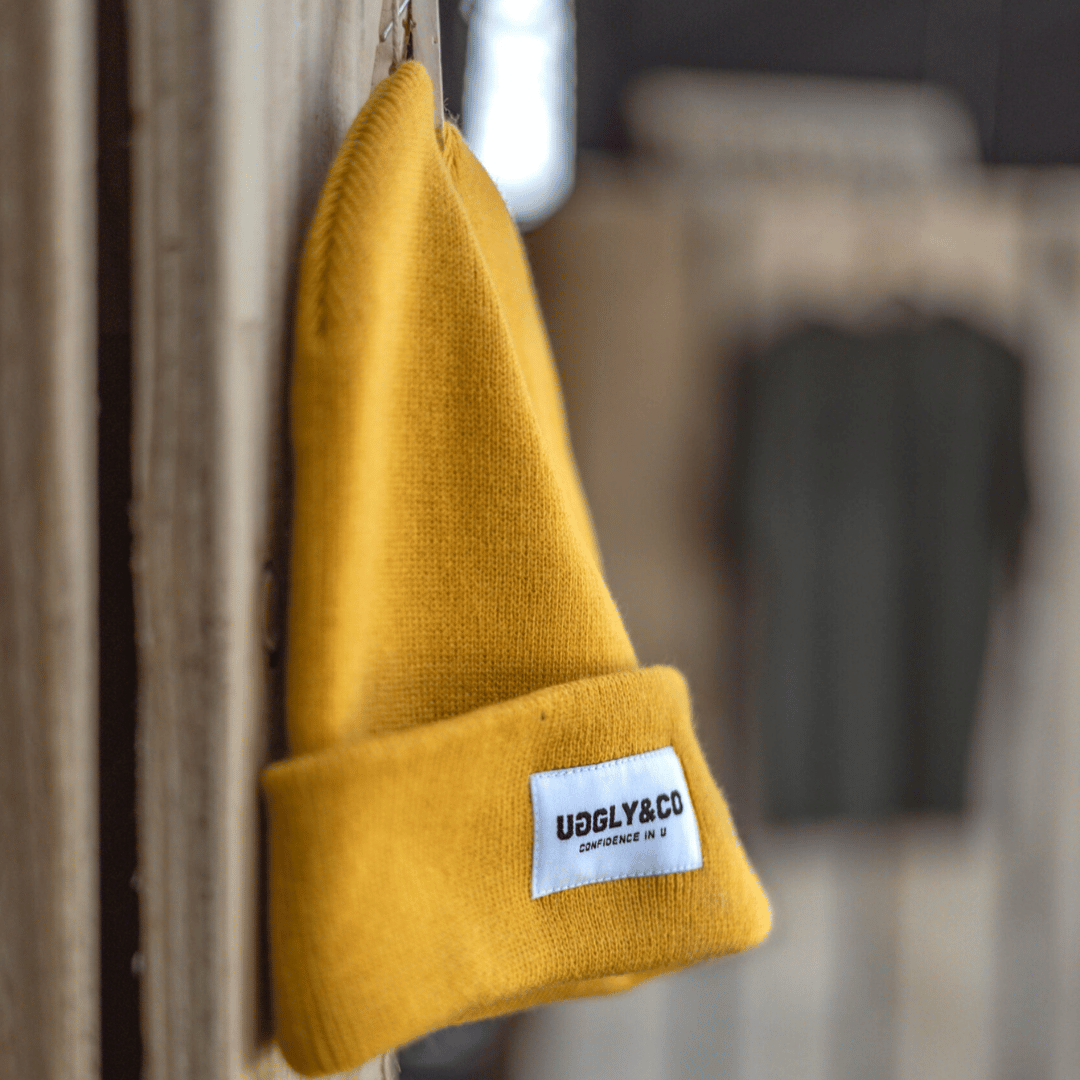 Uggly and Co Yellow Fisherman Beanie – Soft Acrylic Cuffed Knit Cap