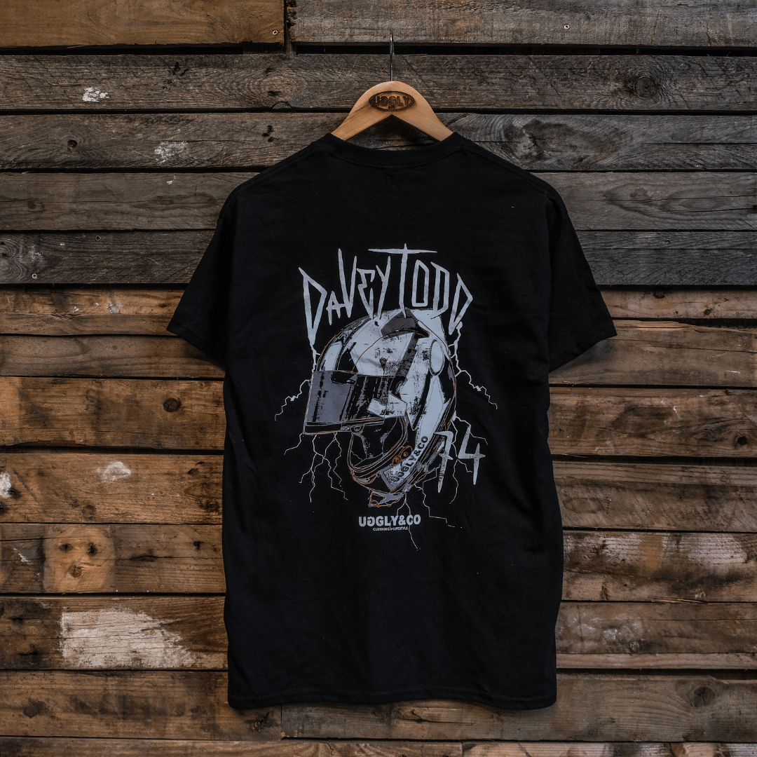 Davey Todd Lightning Bolt Black Graphic Tee | Uggly & Co Cotton T-Shirt
