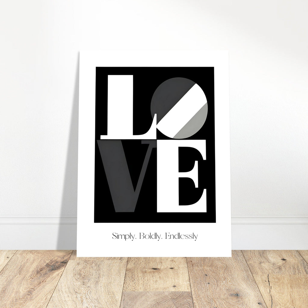 Modern LOVE Typography Wall Art – Bold Black and White Poster, Minimalist Monochrome Print, Romantic Home Decor Gift