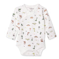 Tiffany Boys Bodysuit Dinosaur with Poppers V-Neck Long Sleeve - Ecru