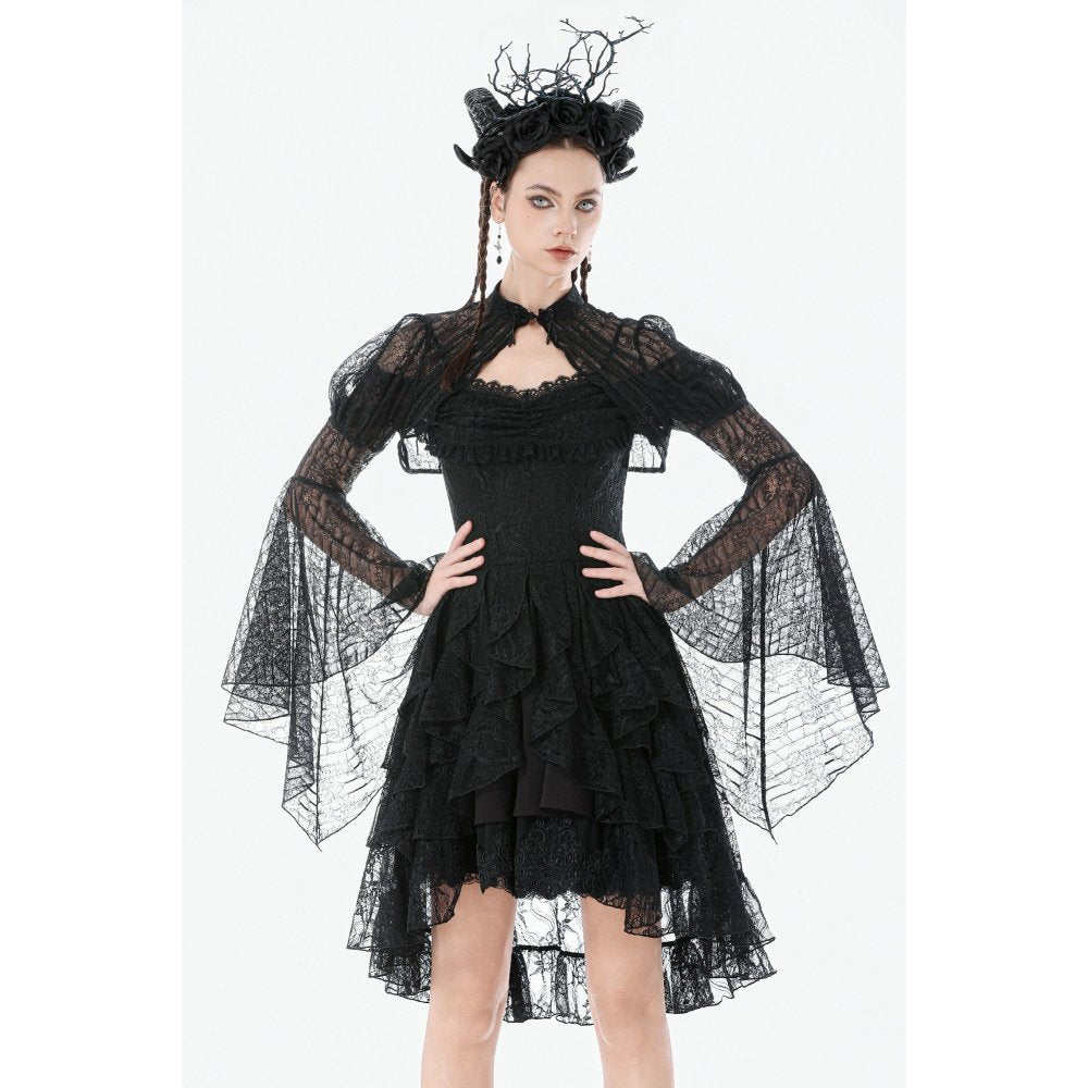 Dark in Love Elara Gothic Black Lace Shoulder Cape – Victorian Style