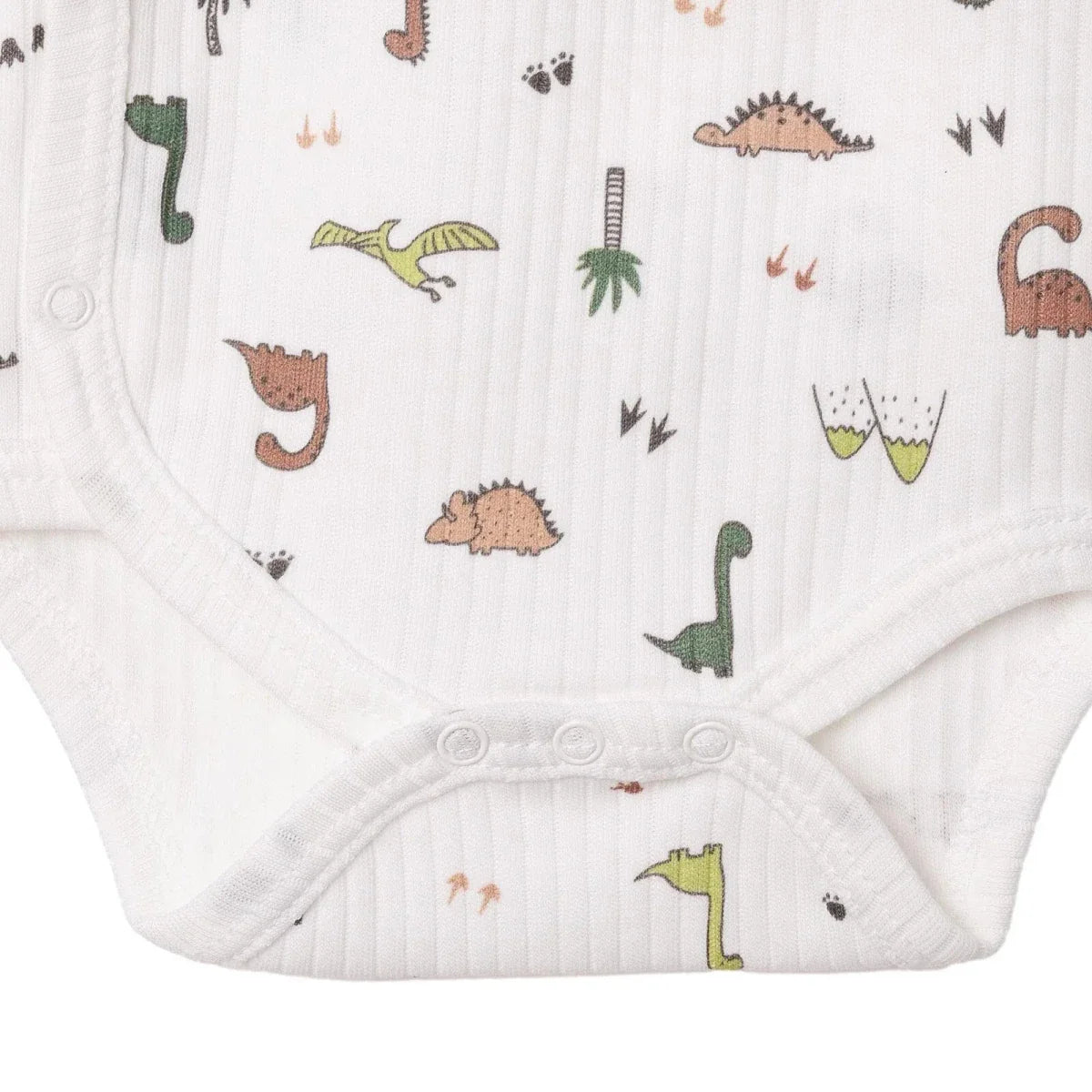 Tiffany Boys Bodysuit Dinosaur with Poppers V-Neck Long Sleeve - Ecru