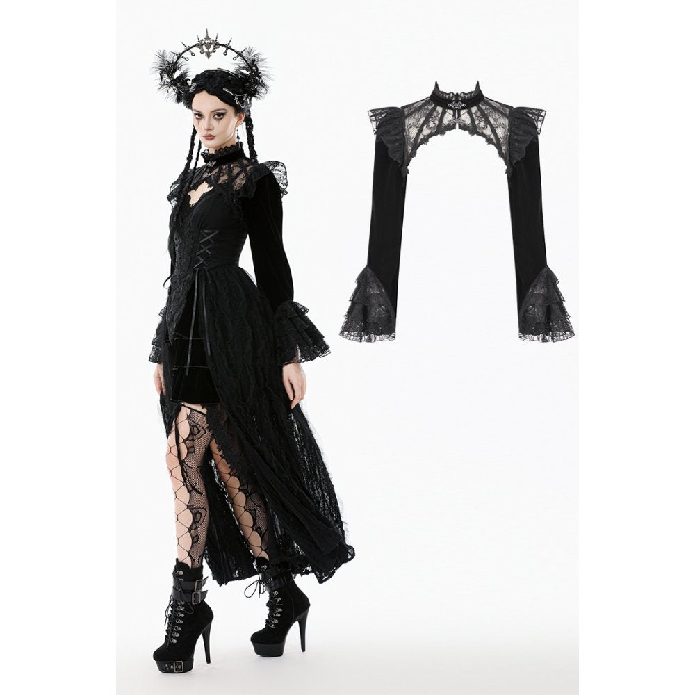Dark in Love Erzebeth Gothic Bolero Shrug – Black Lace & Velvet