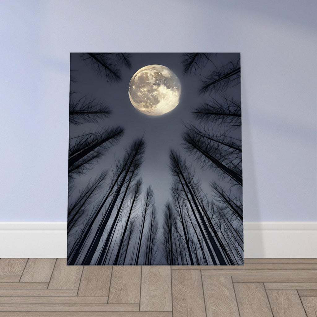 Ethereal Night Landscape Canvas – Glowing Moon & Forest Scene