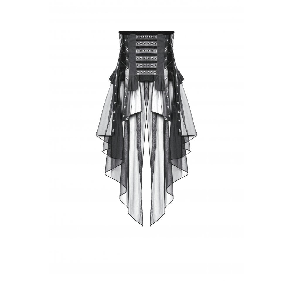 Dark in Love Draven Faux Leather & Mesh Layered Gothic Waist Skirt