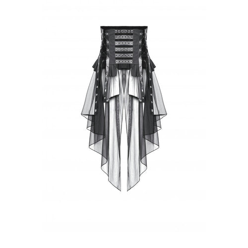 Dark in Love Draven Faux Leather & Mesh Layered Gothic Waist Skirt