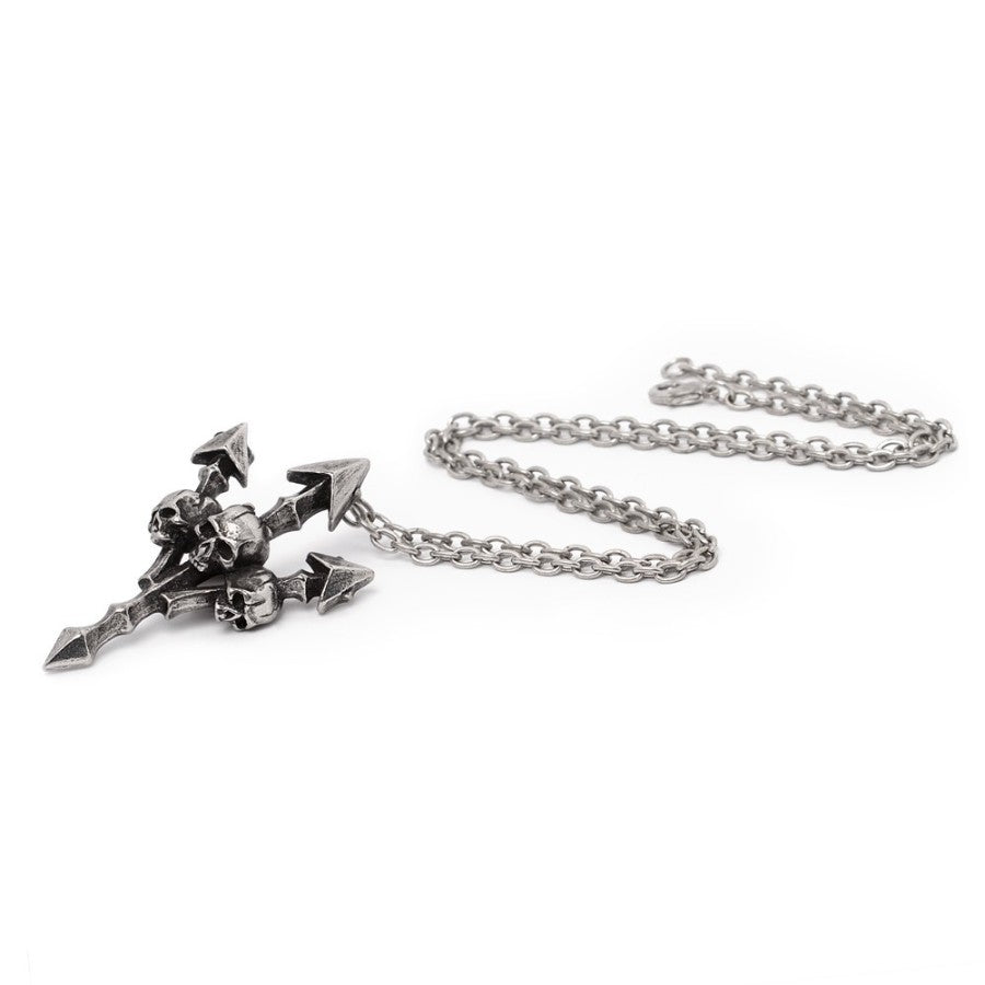 Alchemy Gothic Deadly Trident Skull Pendant | Fine English Pewter