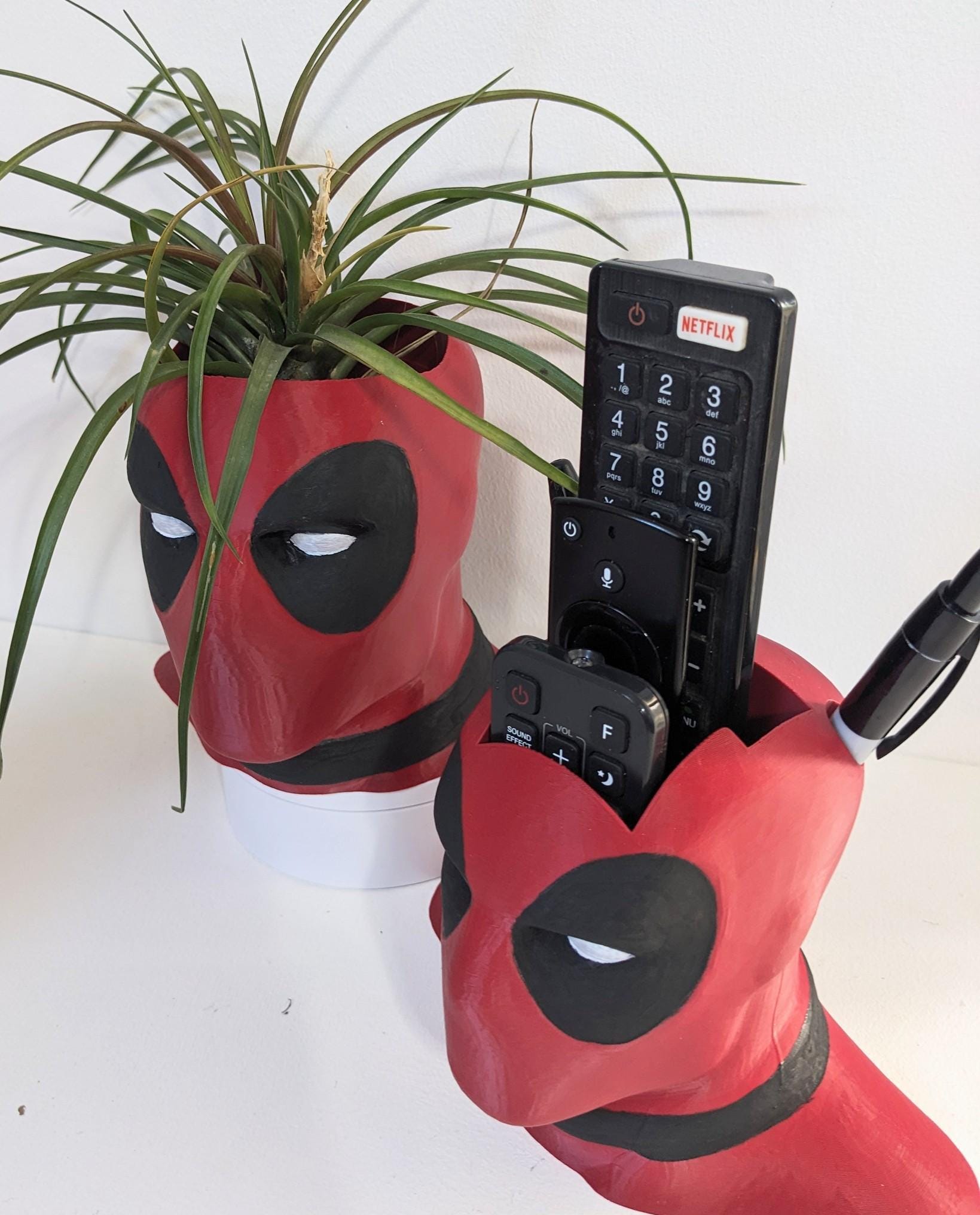 Chaddyverse Deadpool Bust Planter – Hand-Painted 3D Printed Pot Holder
