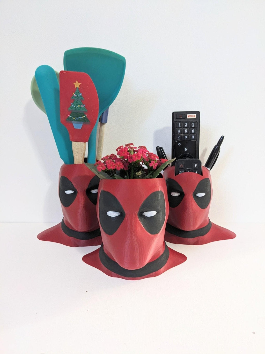 Chaddyverse Deadpool Bust Planter – Hand-Painted 3D Printed Pot Holder