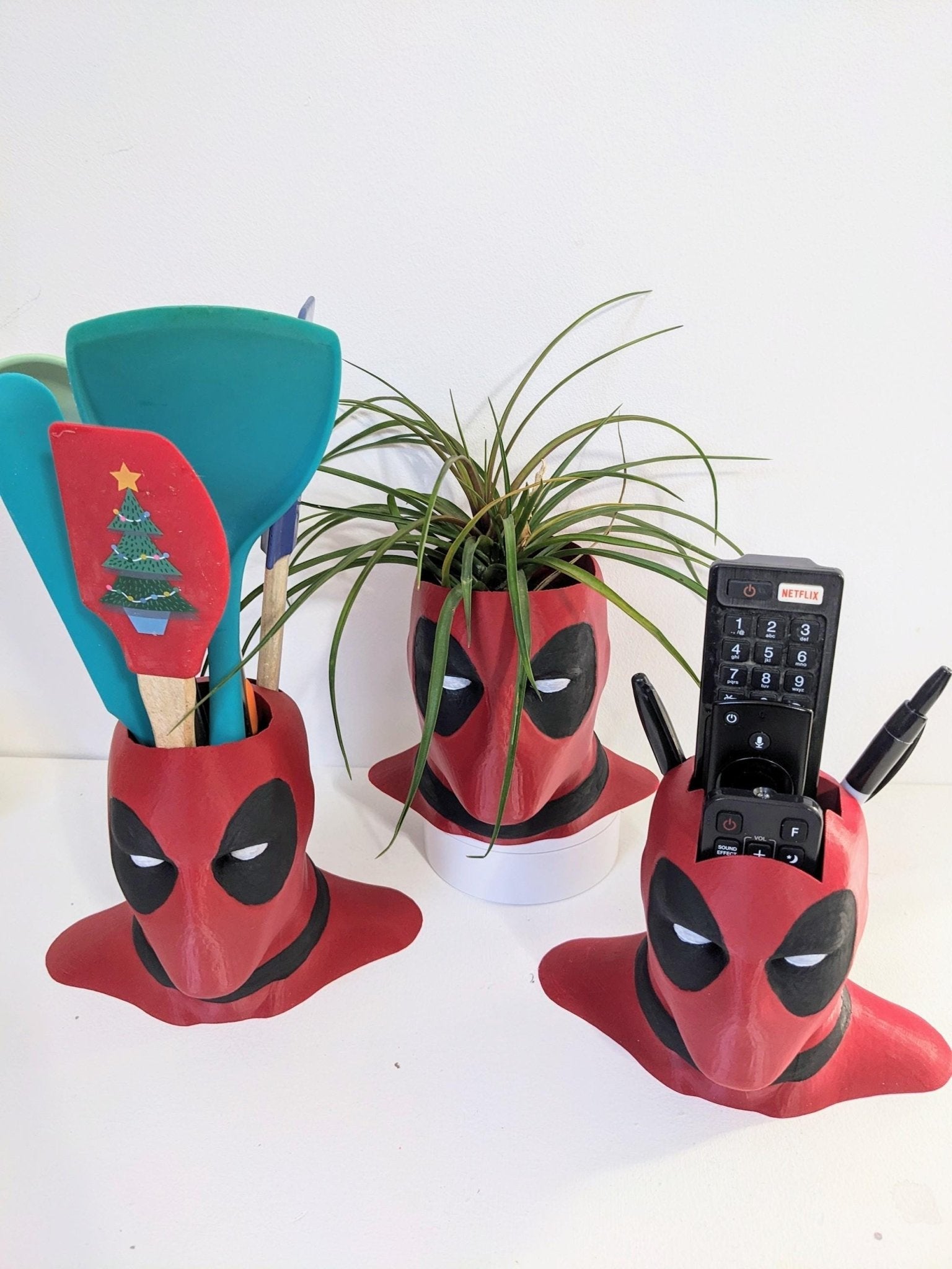 Chaddyverse Deadpool Bust Planter – Hand-Painted 3D Printed Pot Holder
