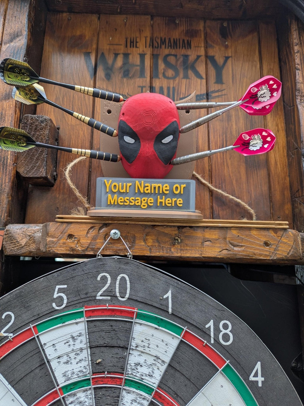 Chaddyverse Deadpool Darts Holder – Custom Wall Mounted Plaque