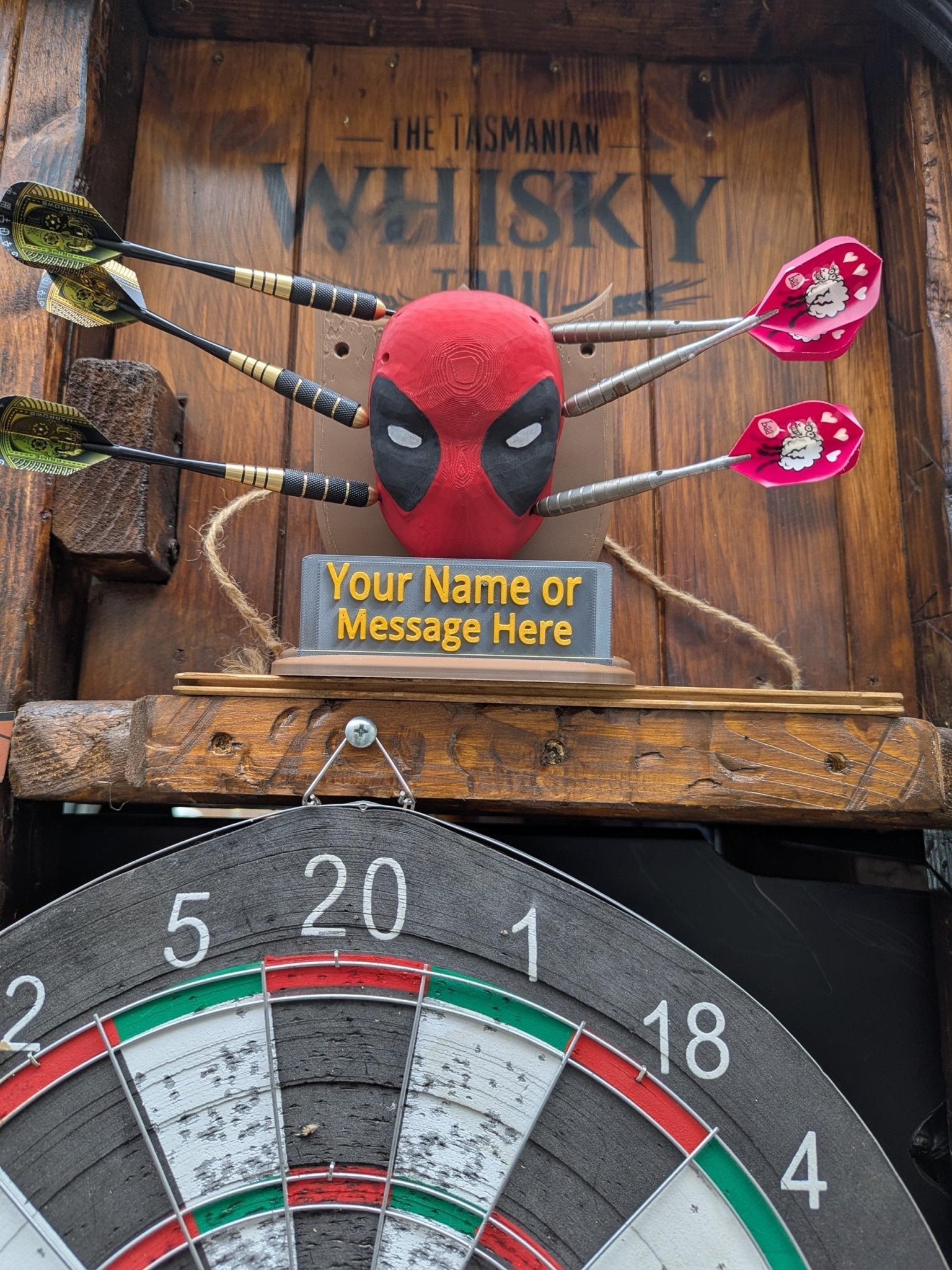 Chaddyverse Deadpool Darts Holder – Custom Wall Mounted Plaque