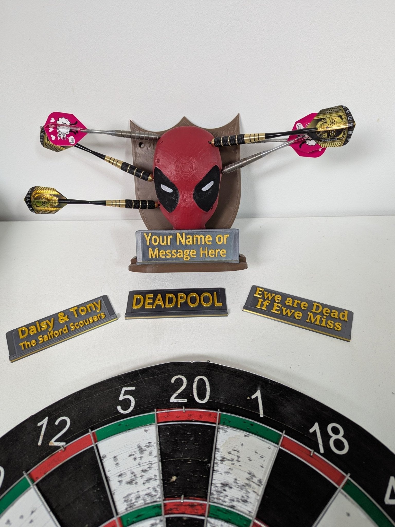 Chaddyverse Deadpool Darts Holder – Custom Wall Mounted Plaque