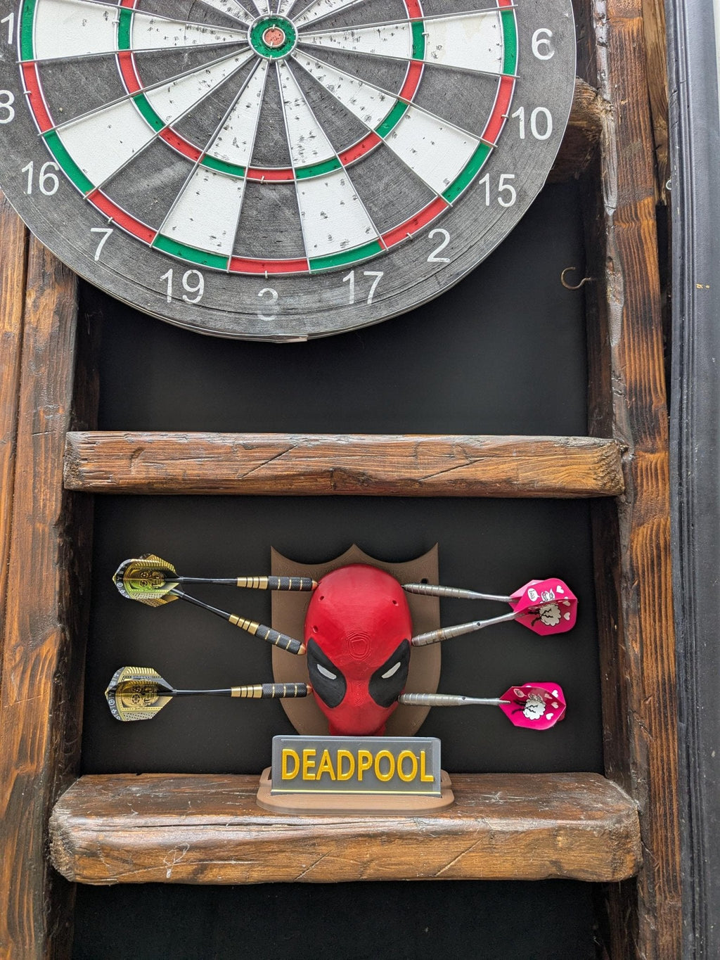 Chaddyverse Deadpool Darts Holder – Custom Wall Mounted Plaque