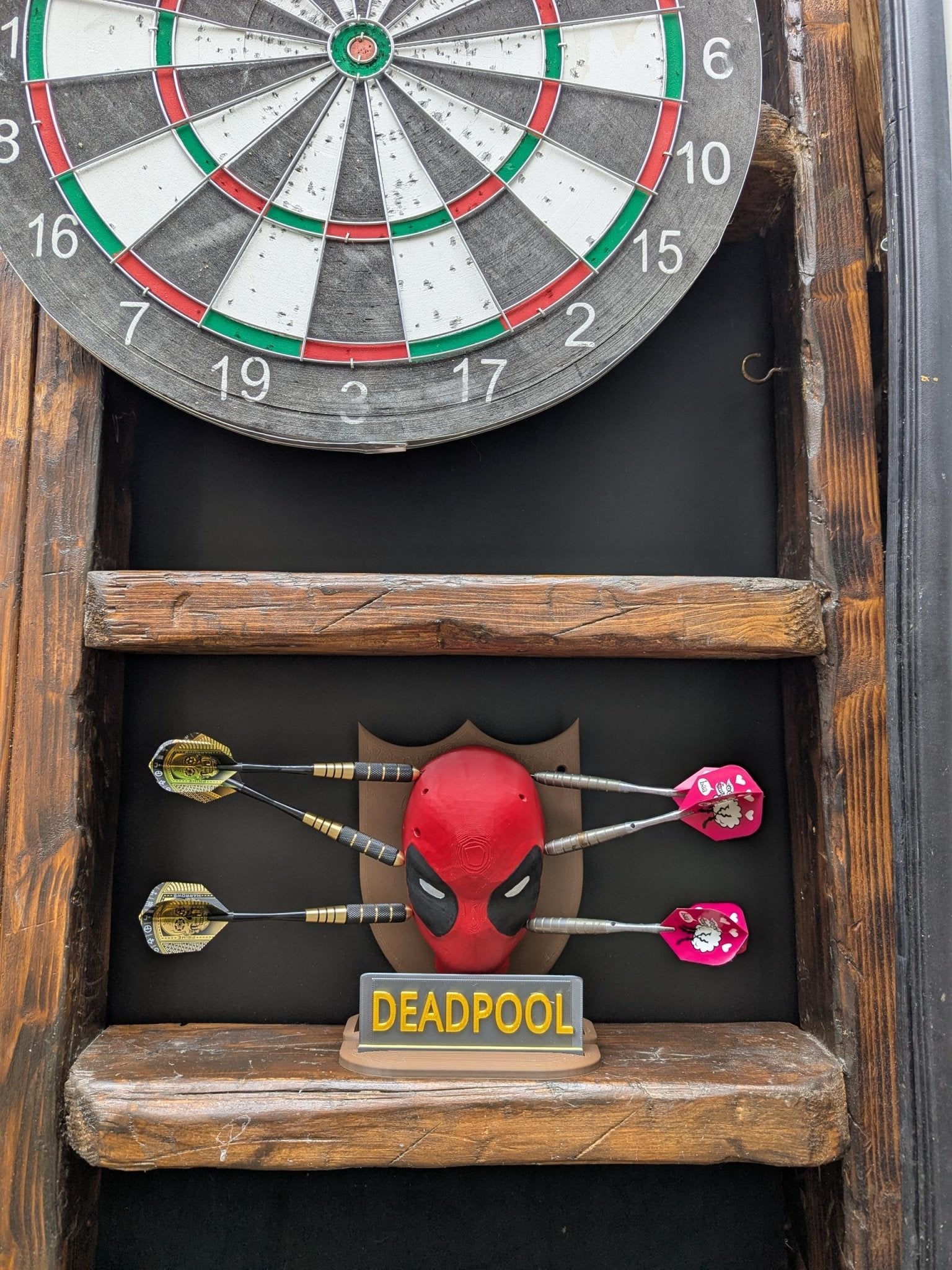 Chaddyverse Deadpool Darts Holder – Custom Wall Mounted Plaque
