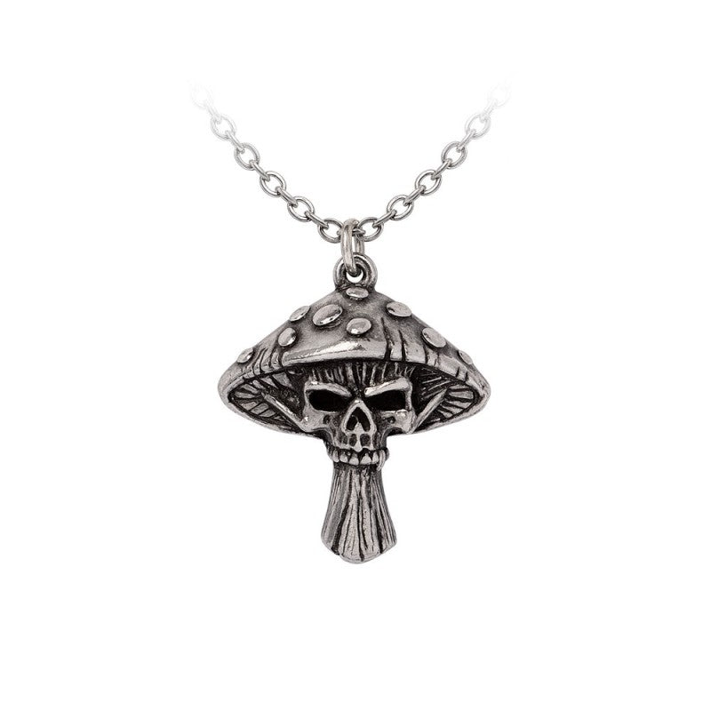 Alchemy Gothic Death Cap Skull Mushroom Necklace - English Pewter