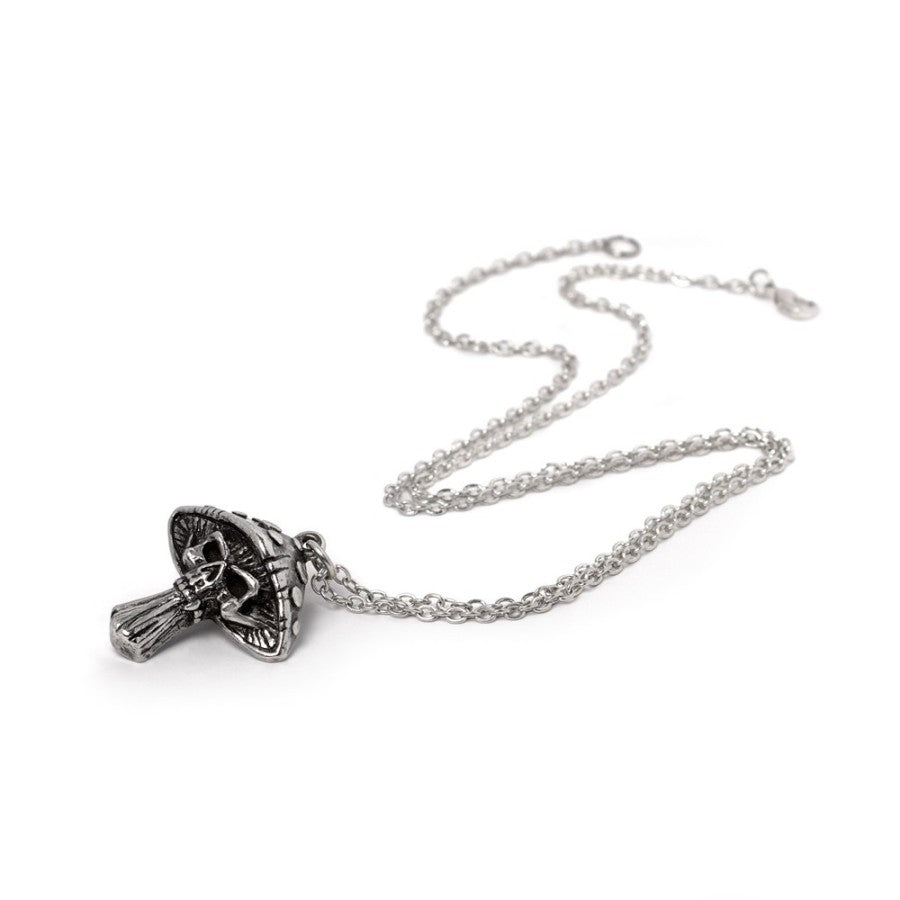 Alchemy Gothic Death Cap Skull Mushroom Necklace - English Pewter