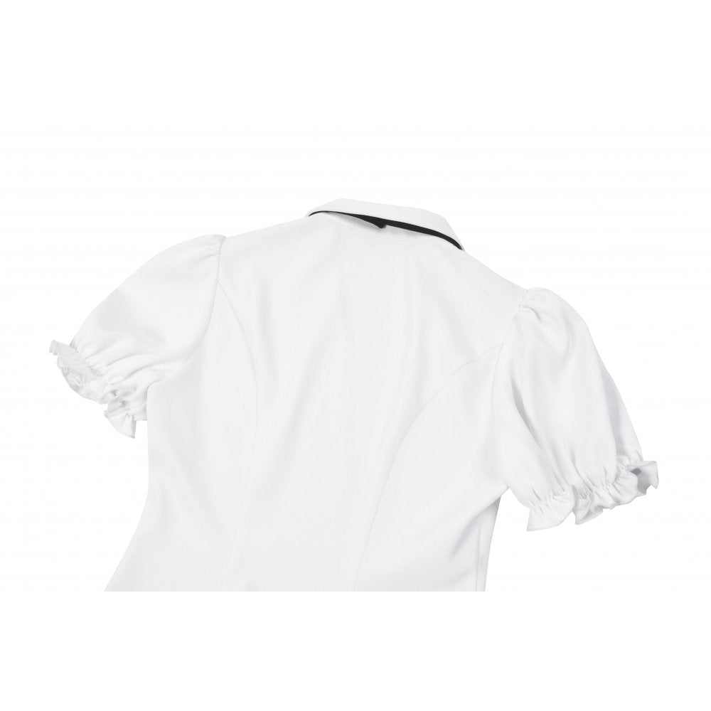 Dark in Love Elysia White Goth Blouse – Victorian Ruffle Puff Sleeve