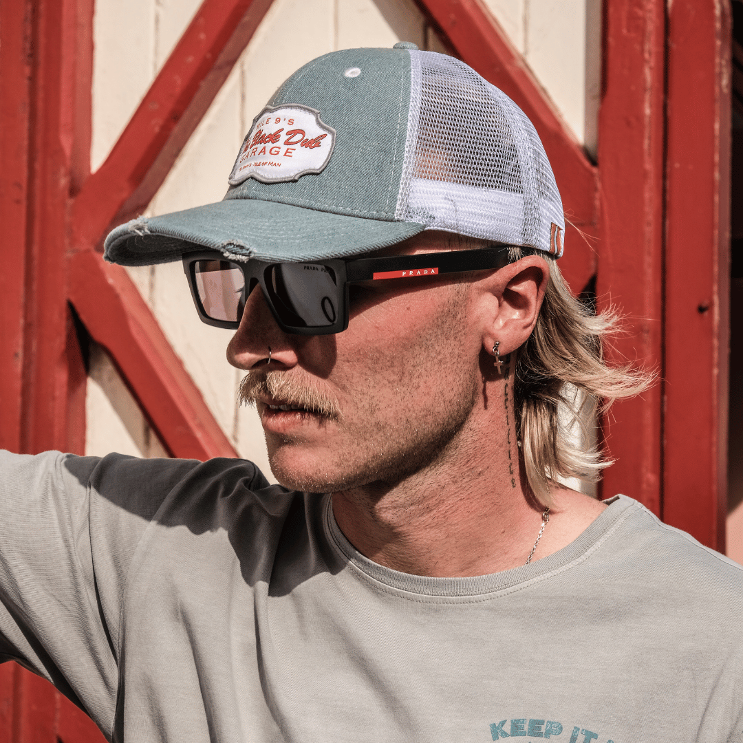 Uggly and Co Denim Garage Trucker Hat – Distressed Vintage Mesh Cap