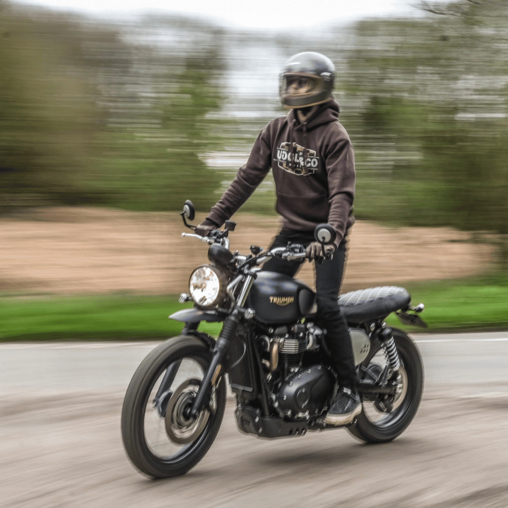 Uggly & Co Brown Chequered Hoodie – Heavyweight Vintage Motorcycle Style