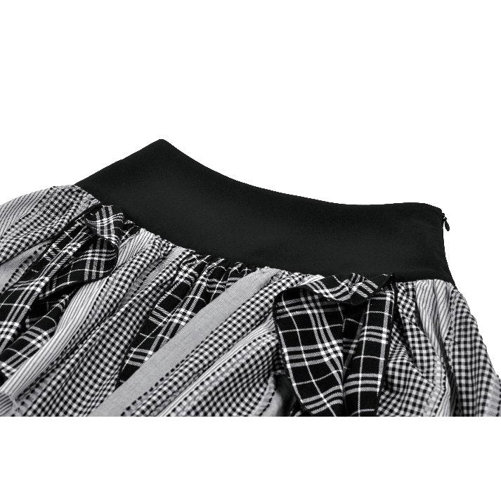 Dark in Love Morrigan Punk Skirt – Black and Grey Tartan Patchwork