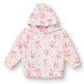 HelloBaby Girls Raincoat Flower Zip-up Hooded Long Sleeve - Ecru Printed