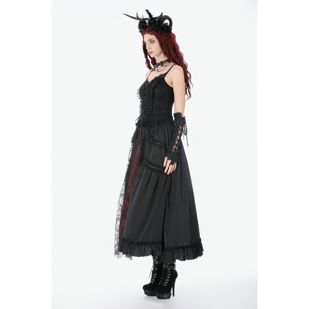 Dark in Love Black Lace Court Lace-Up Camisole | Gothic Corset Top