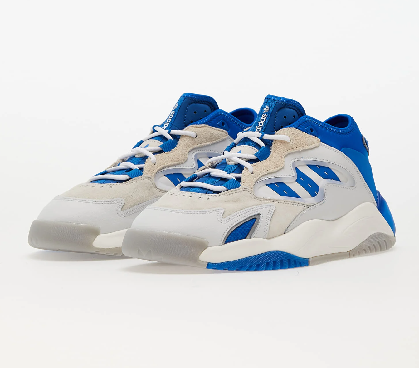 Adidas Streetball II Leather Basketball Trainers - White Blue Grey