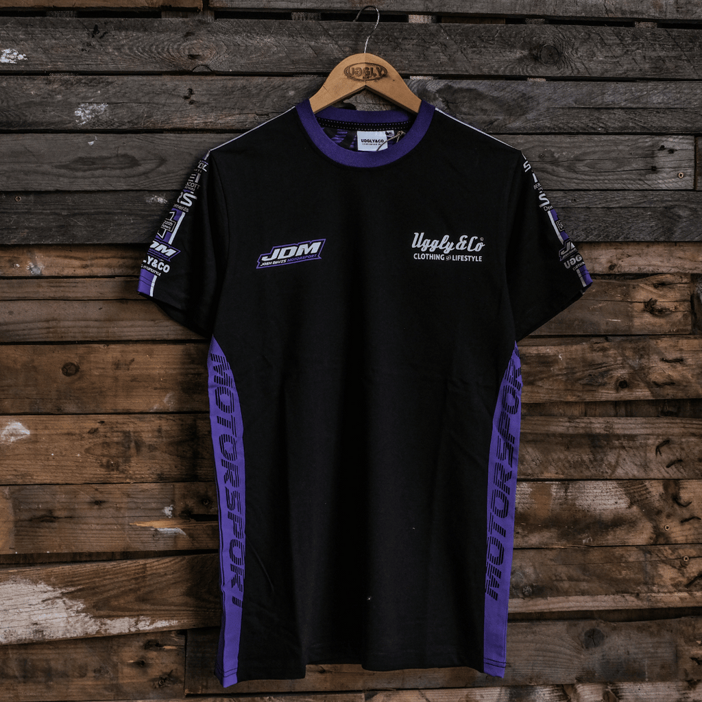 Uggly and Co JDM Team Tee – Black & Purple Heavyweight Cotton T-Shirt