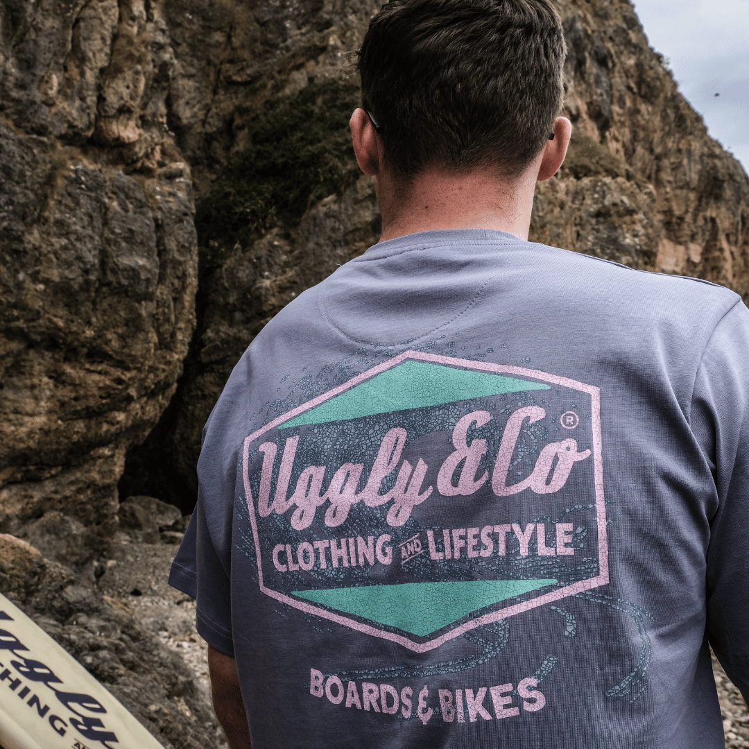 Uggly and Co Purple Surf Diamond Tee – Heavyweight 100% Cotton Graphic T-Shirt