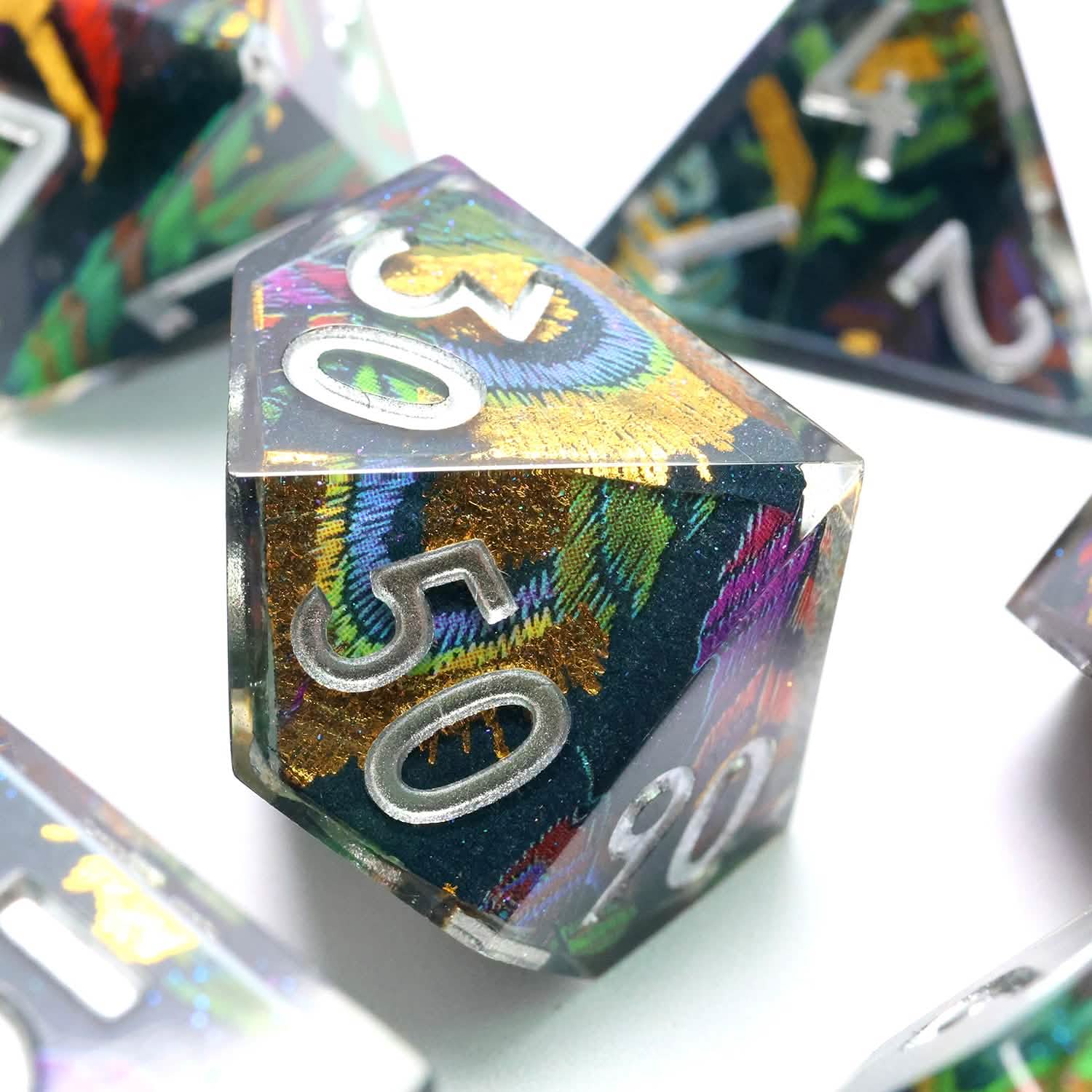 Feyplume | Sharp Edge Dice | Resin | 7 Piece Set