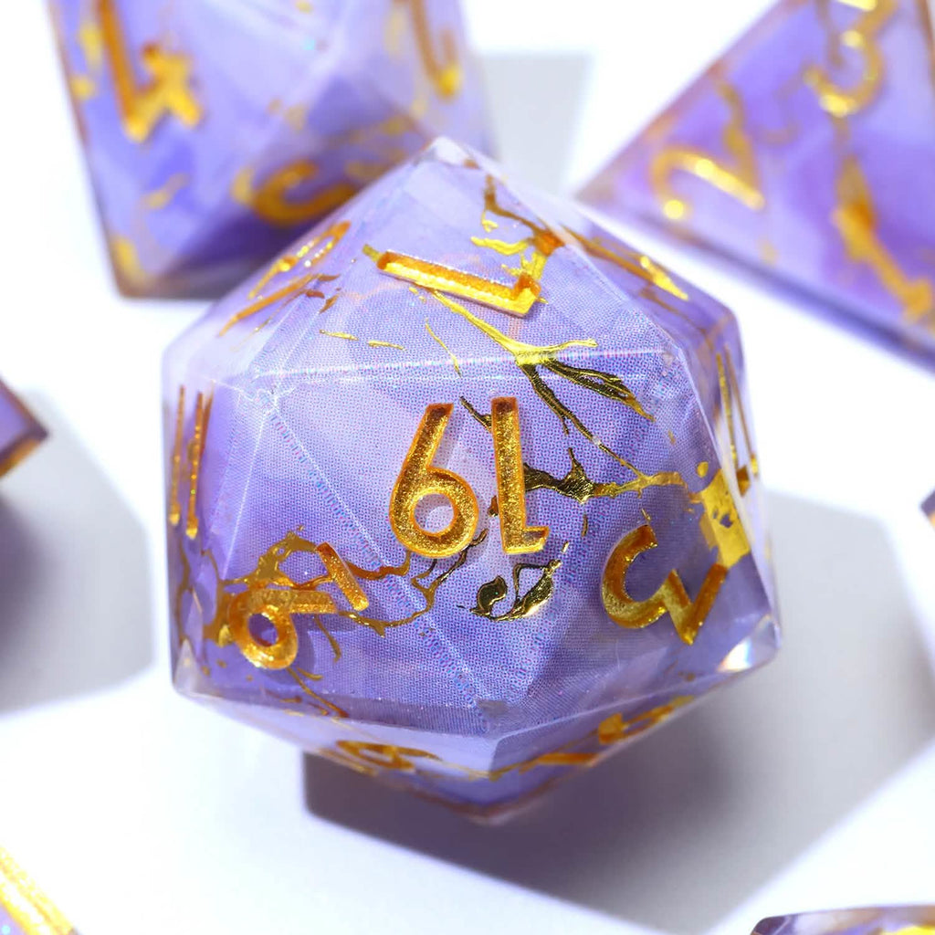Lunari Whisper | Sharp Edge Dice | Resin | 7 Piece Set