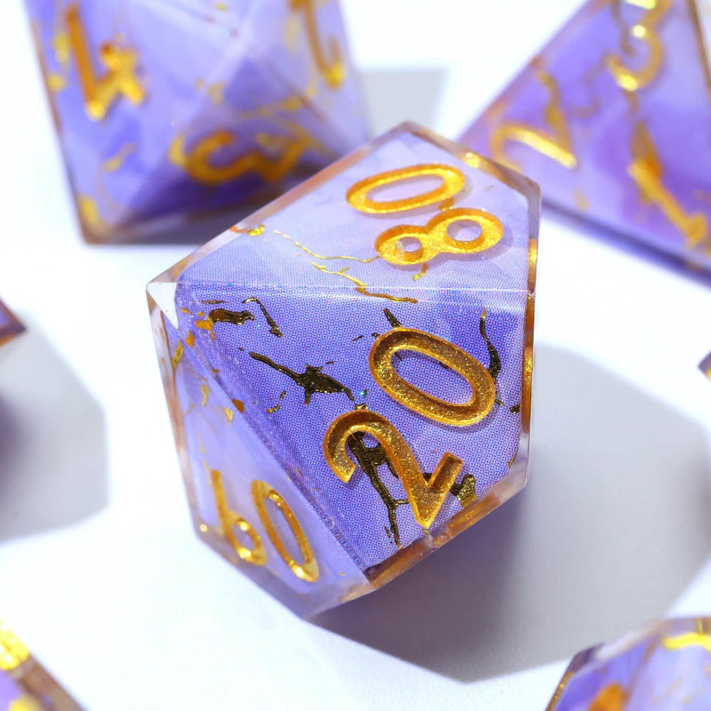 Lunari Whisper | Sharp Edge Dice | Resin | 7 Piece Set