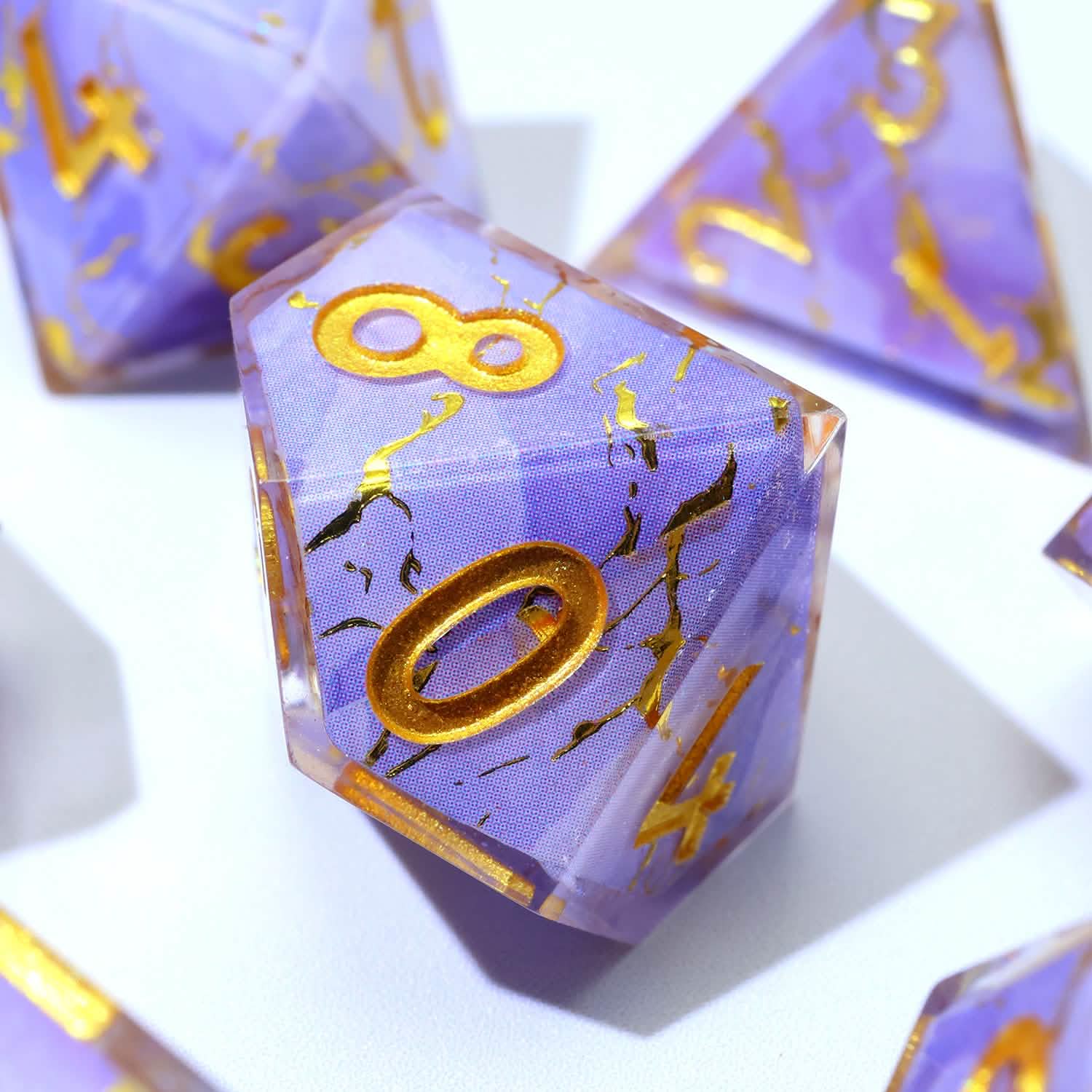 Lunari Whisper | Sharp Edge Dice | Resin | 7 Piece Set