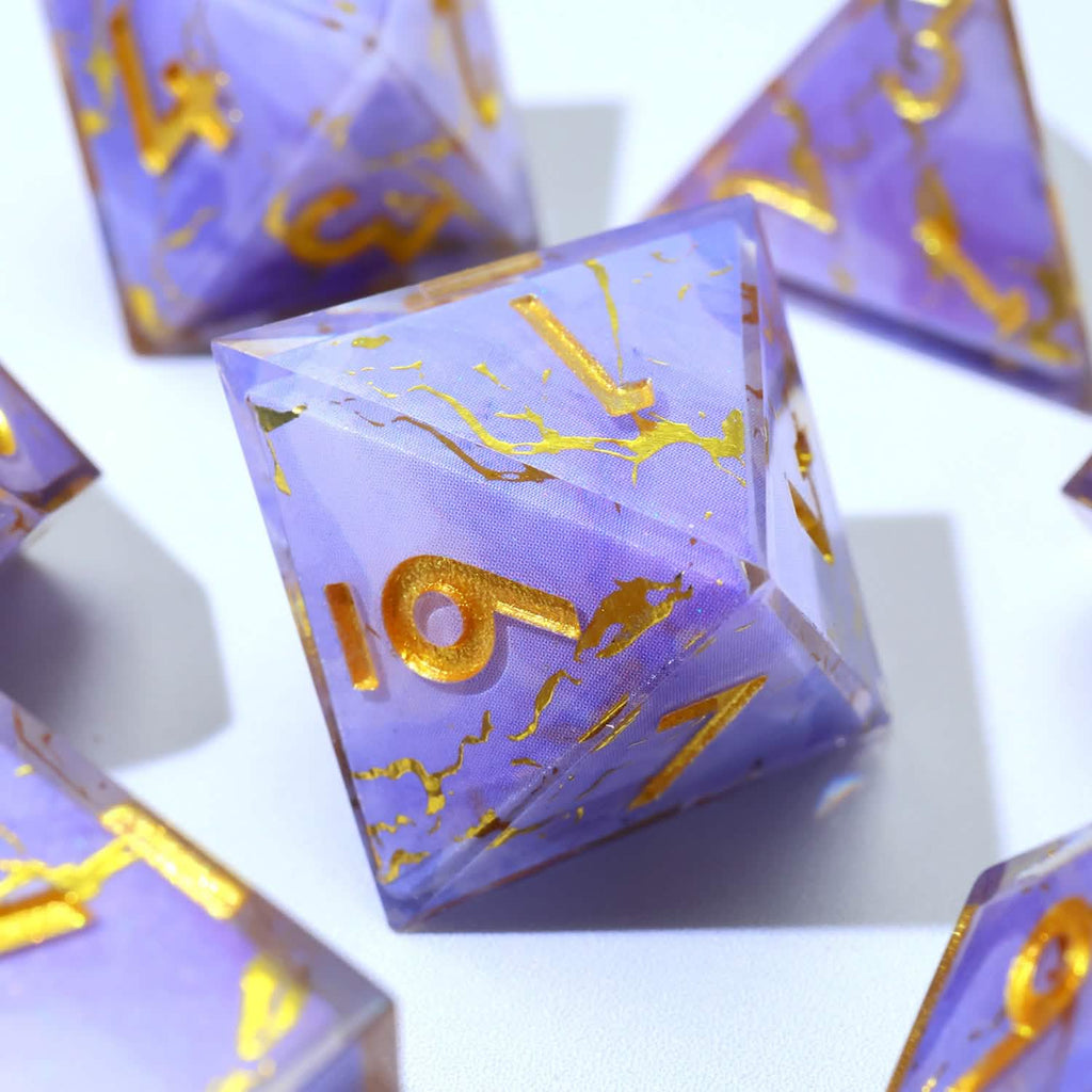 Lunari Whisper | Sharp Edge Dice | Resin | 7 Piece Set