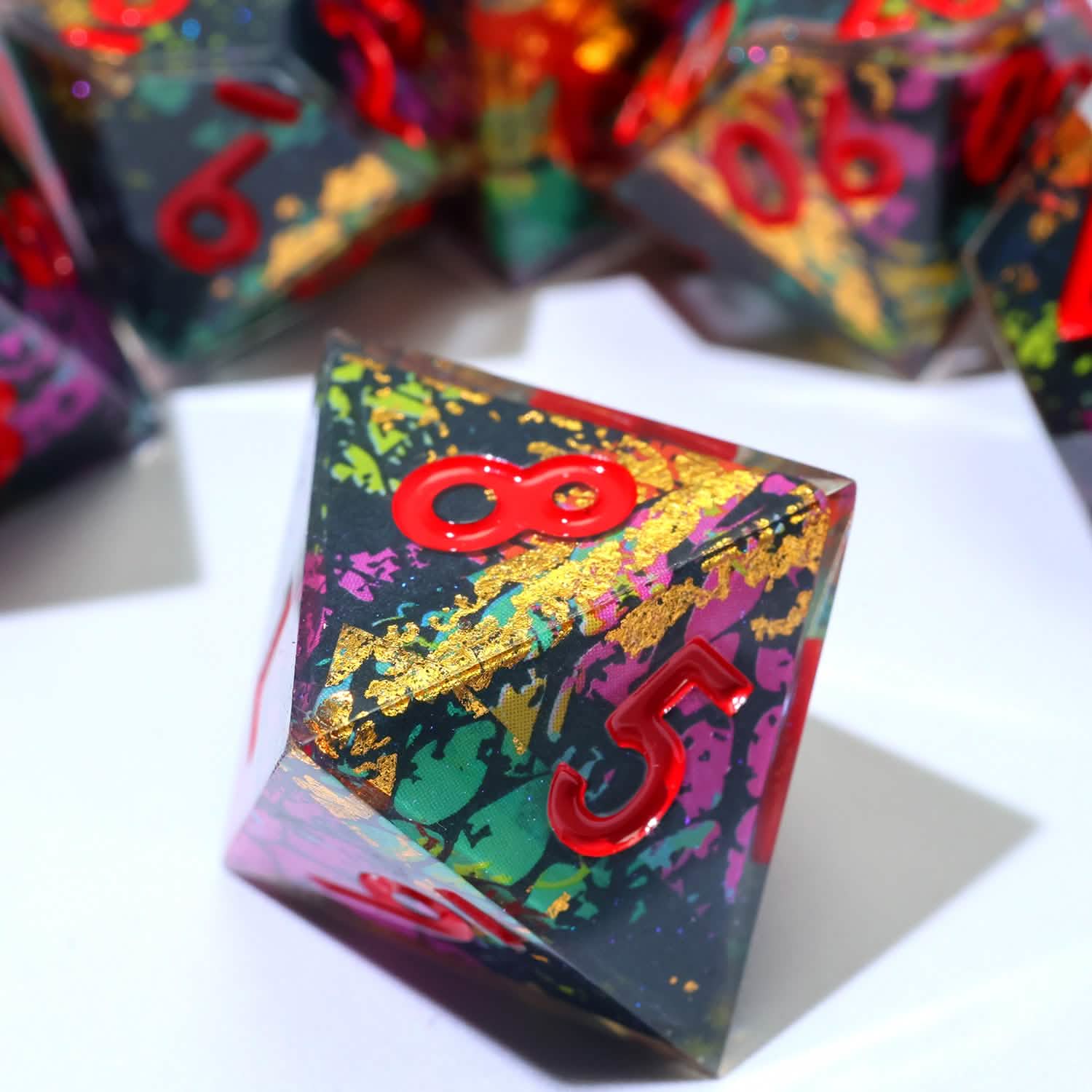 Voltaic Bloom | Sharp Edge Dice | Resin | 7 Piece Set
