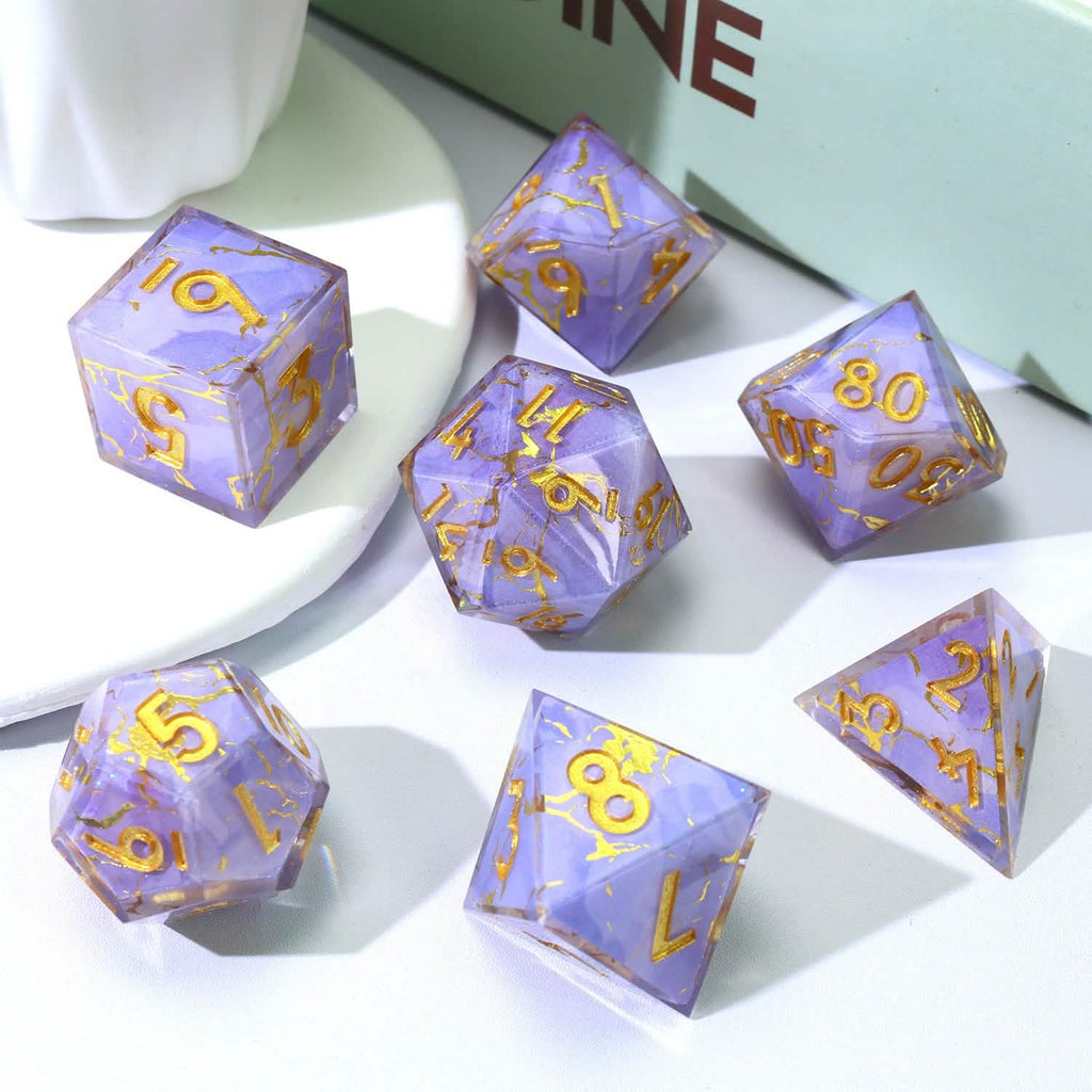 Lunari Whisper | Sharp Edge Dice | Resin | 7 Piece Set