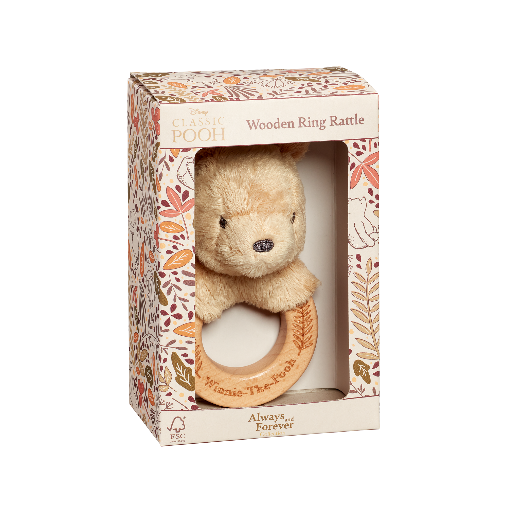 Rainbow Designs Winnie The Pooh Always & Forever Wooden Ring Rattle