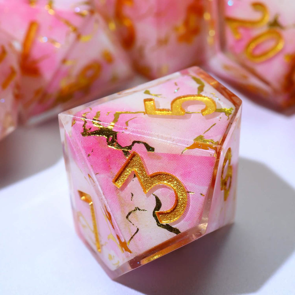 Seraphic Bloom | Sharp Edge Dice | Resin | 7 Piece Set