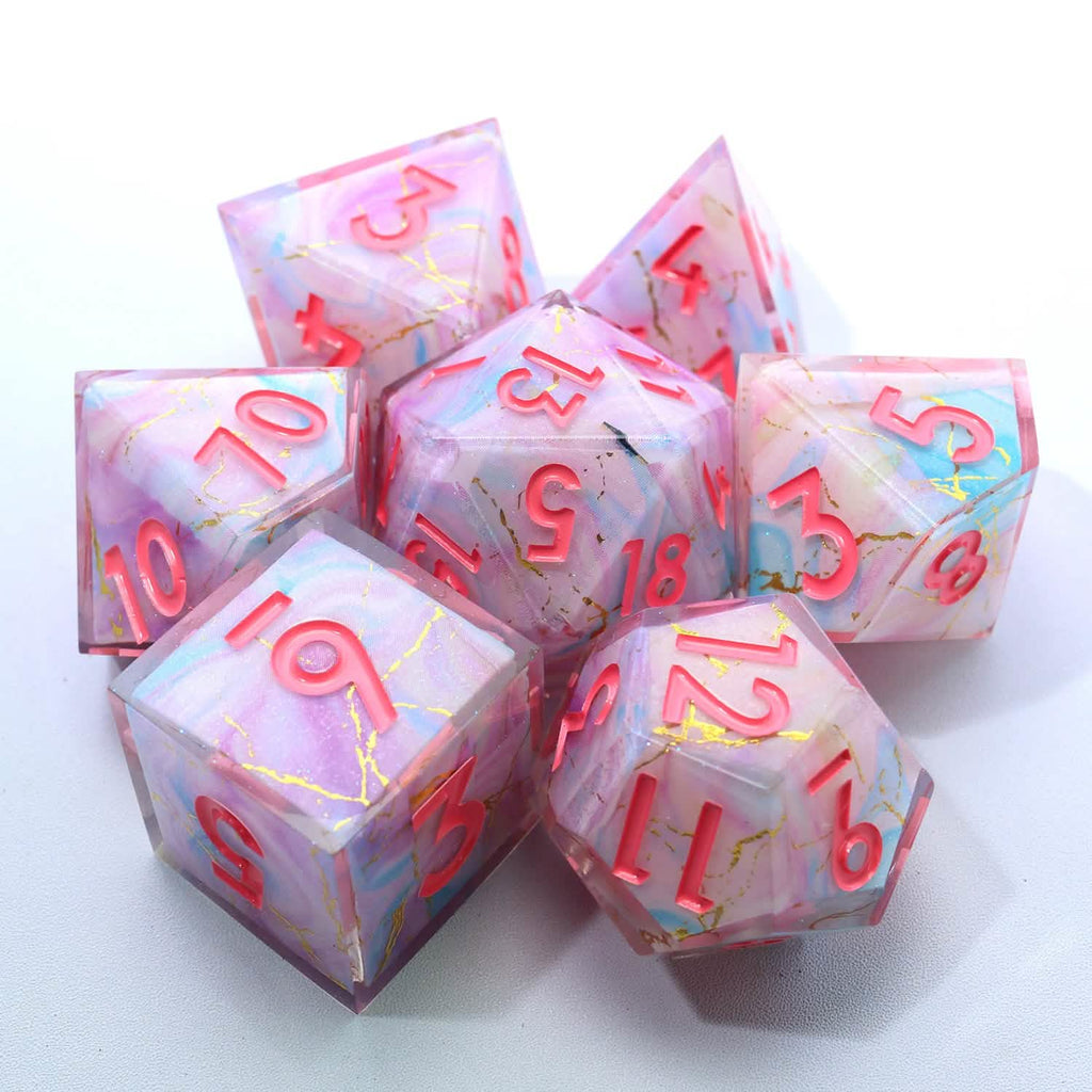 Lunaris Drift | Sharp Edge Dice | Resin | 7 Piece Set