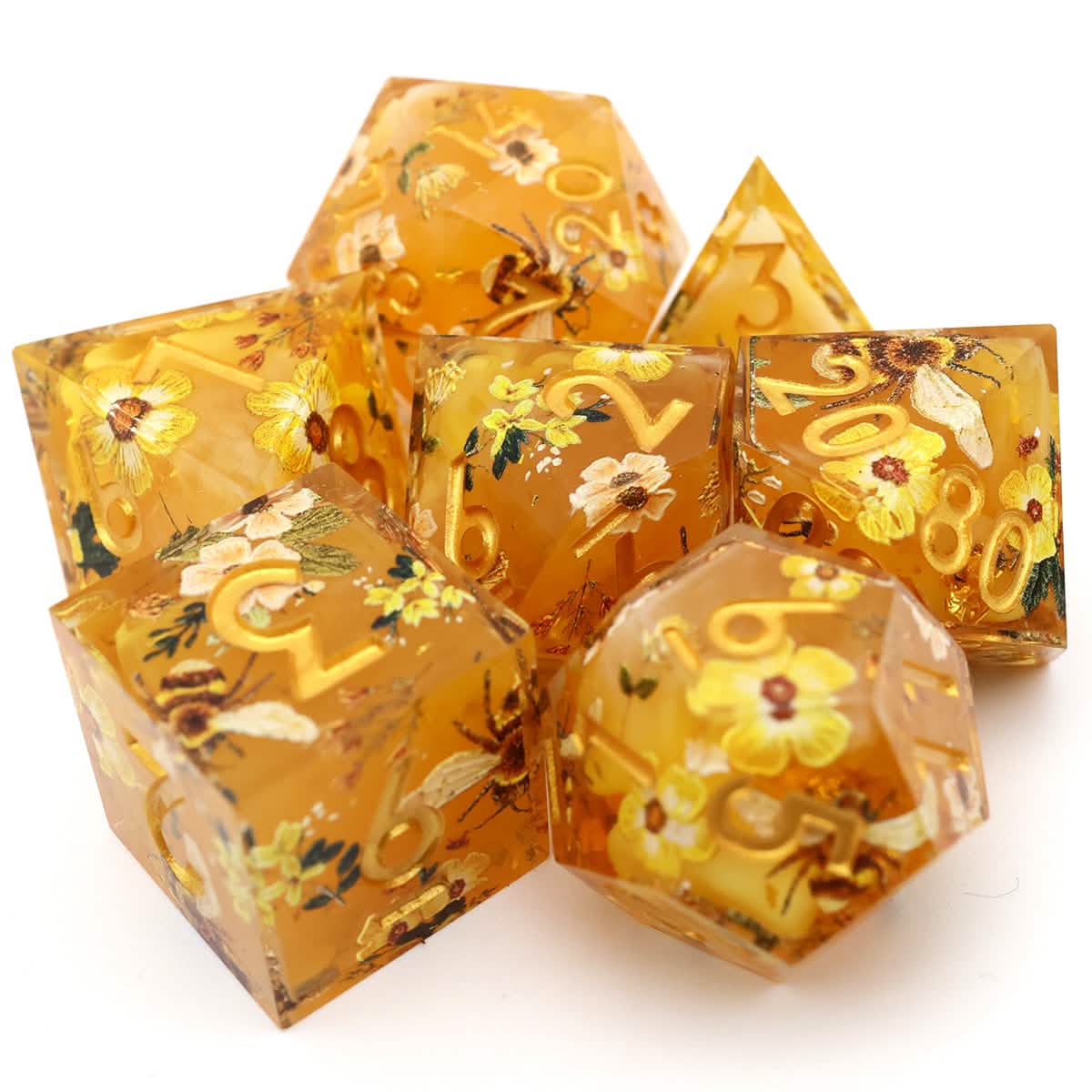 Druids Apiary | Sharp Edge Dice | Resin | 7 Piece Set