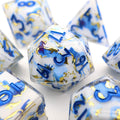 Divine Marble | Sharp Edge Dice | Resin | 7 Piece Set