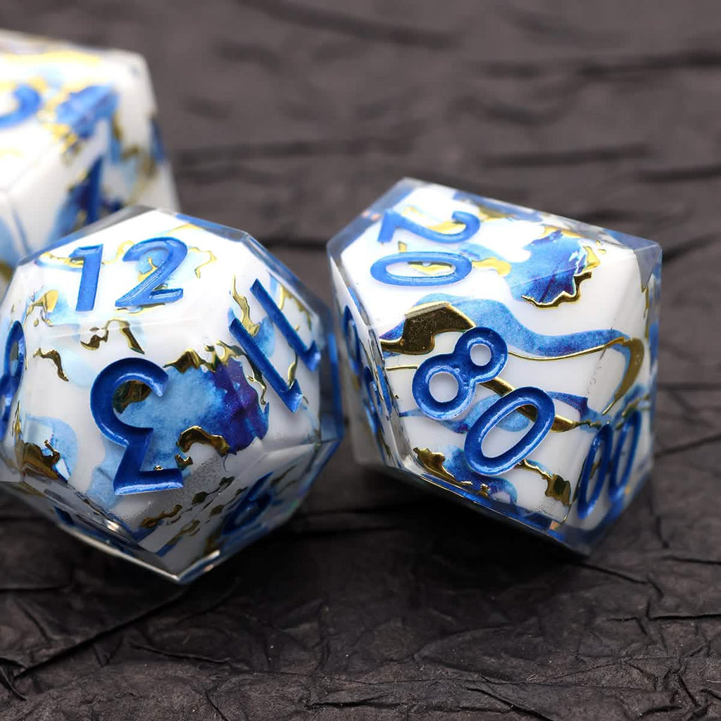 Divine Marble | Sharp Edge Dice | Resin | 7 Piece Set