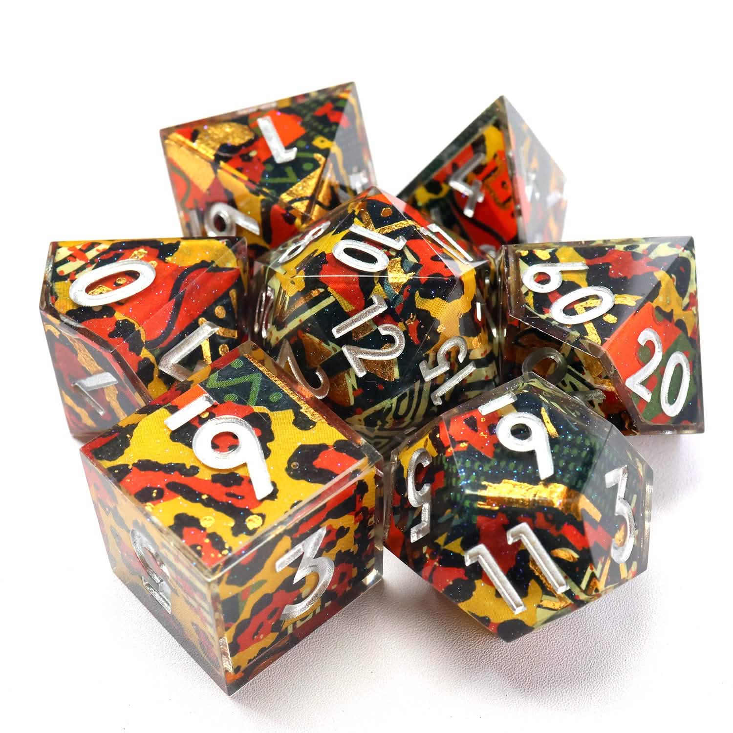 Hexbound Relic | Sharp Edge Dice | Resin | 7 Piece Set