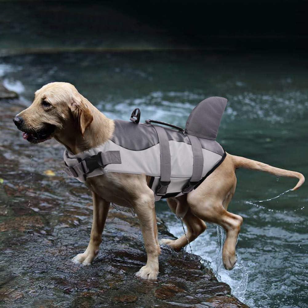 CITÉTOILE Dog Life Jacket – Shark Pet Safety Vest for Swimming, Size L